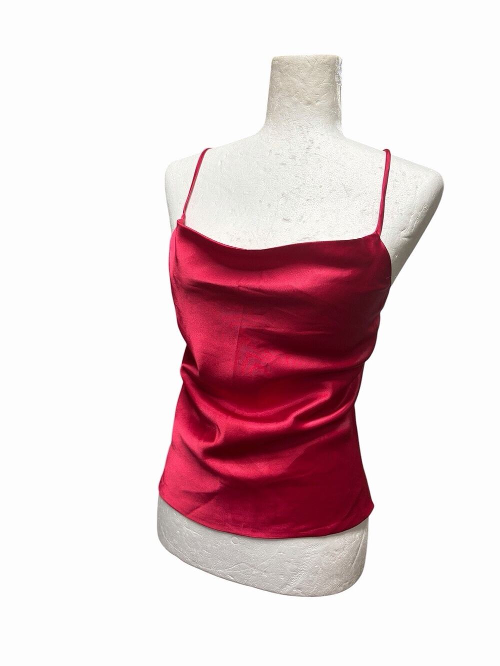 VTG 90’s Y2K Howard Wolf Hot Pink Silk Cami Cowl Neck Top Going Out Size 6